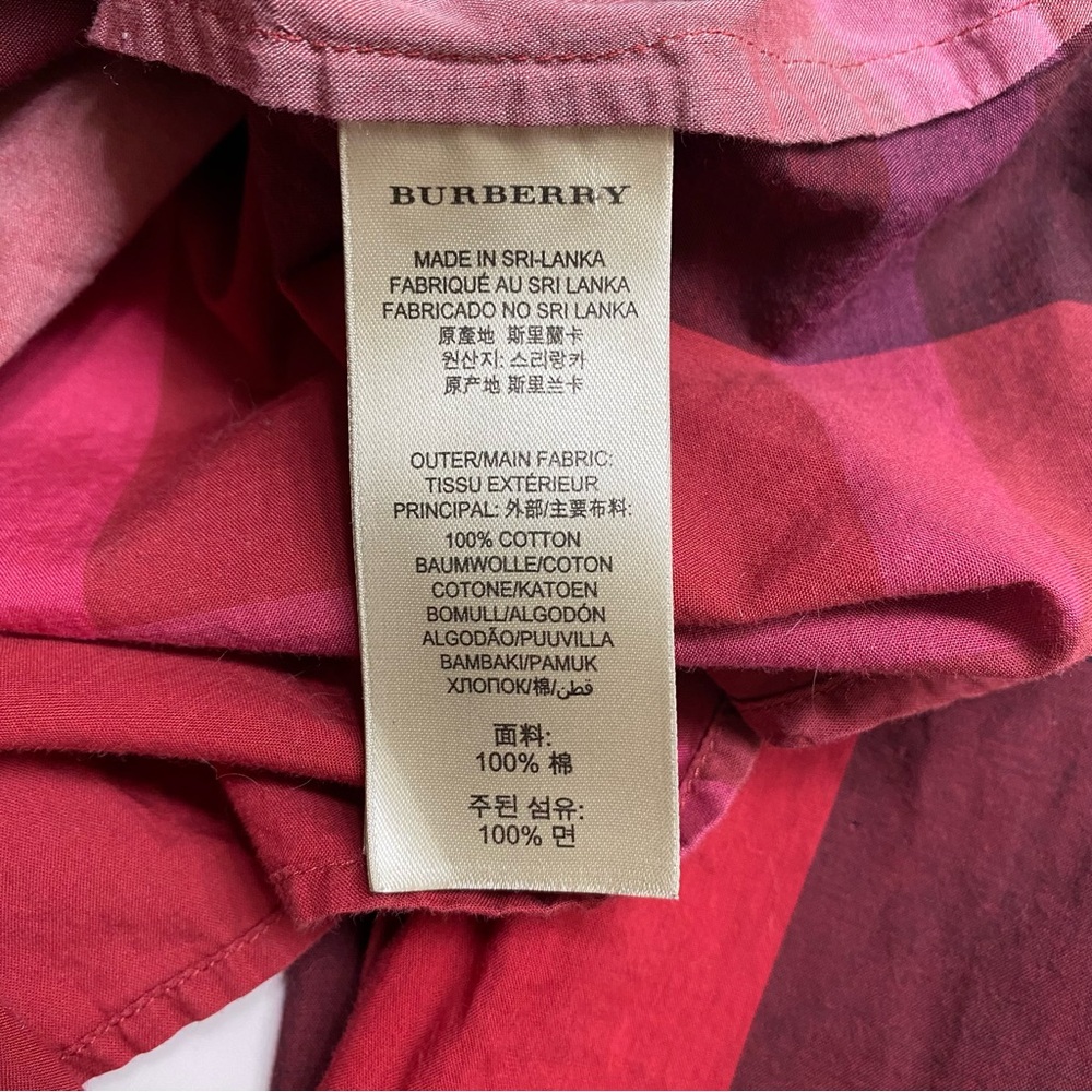 Burberry Brit Women's Red Nova Check Plaid Popover Tunic Top XL - Picture 11 of 13